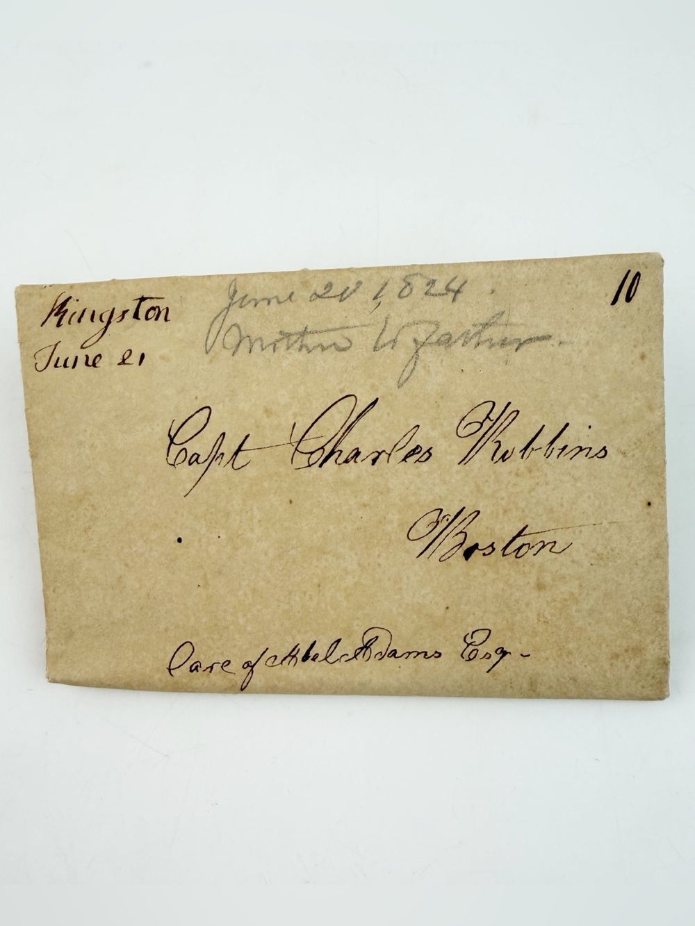 Antique Ephemera 1824 Stampless Letter MA Sea Captain Charles Robbins Tariff